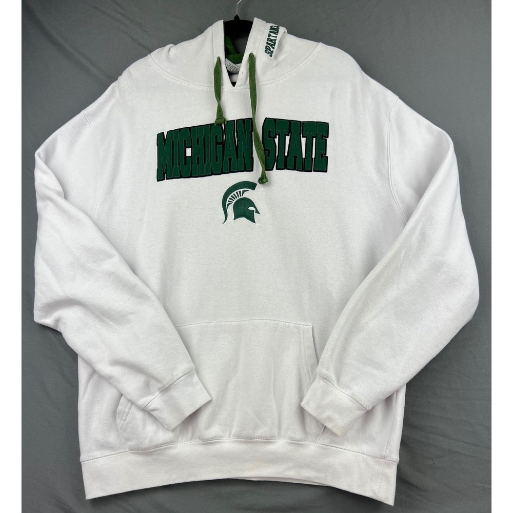 Michigan State Spartans Stadium Athletics Mens XXL White Hoodie Sweatshirt Good